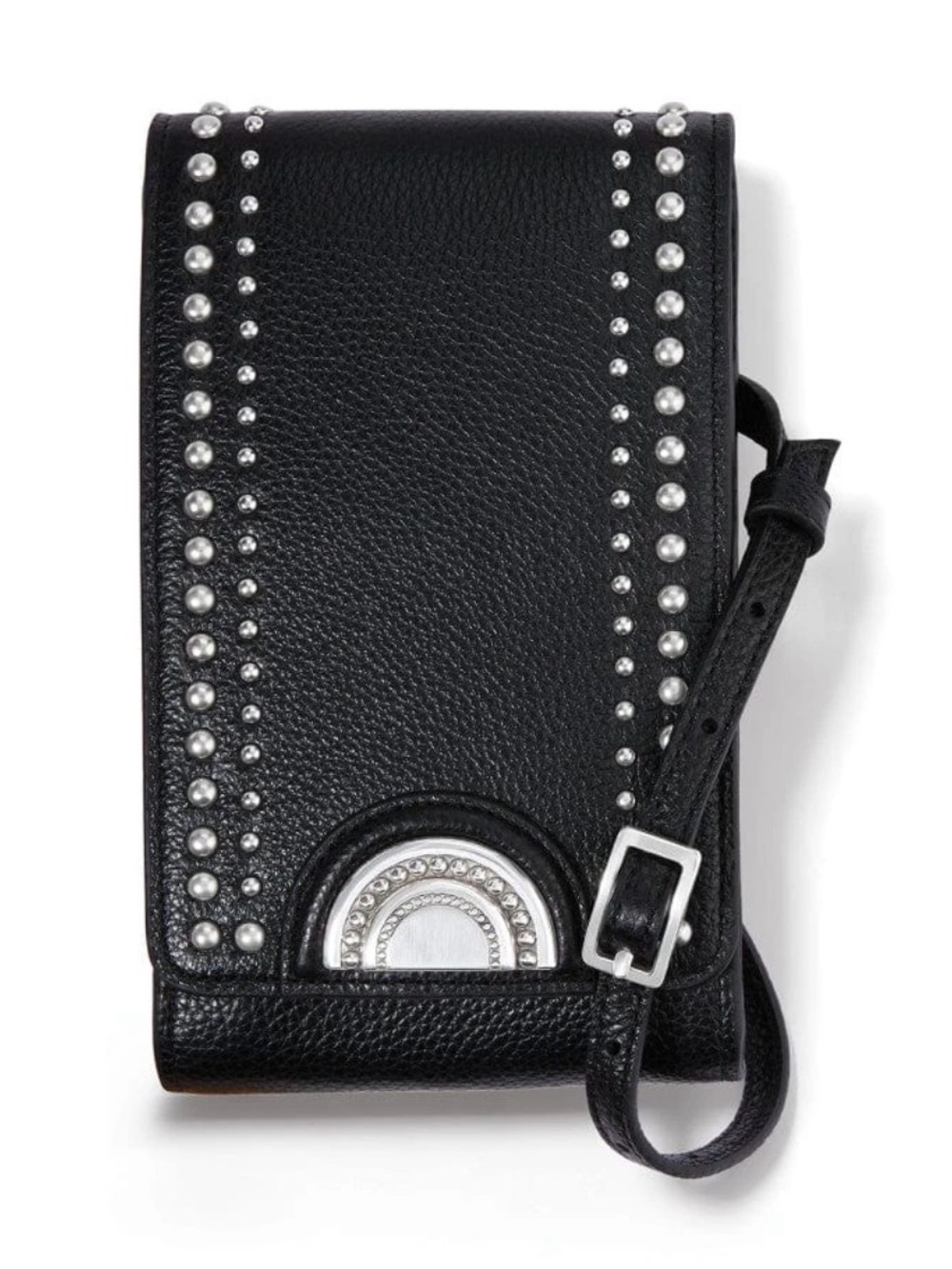 BRIGHTON Black Pretty Tough Phone Organizer adjustable buckle crossbody bag VGC